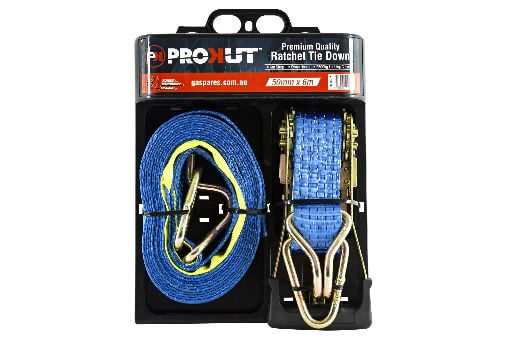 Prokut Ratchet Tie Down Strap 2500kg Lashing Capacity 50mm Wide, 6m Length