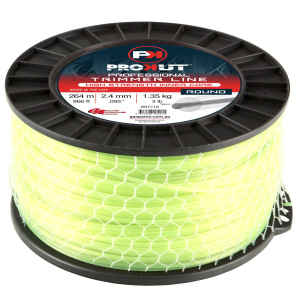 PROKUT TRIMMER LINE ROUND GREEN .095 2.4MM 3LB 264M SPOOL