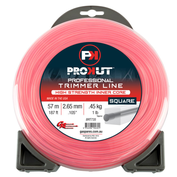 PROKUT TRIMMER LINE SQUARE PINK .105 2.65MM 1 LB 57M DONUT