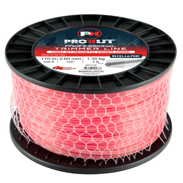 PROKUT TRIMMER LINE SQUARE PINK .105 2.65MM 3LB 170M SPOOL